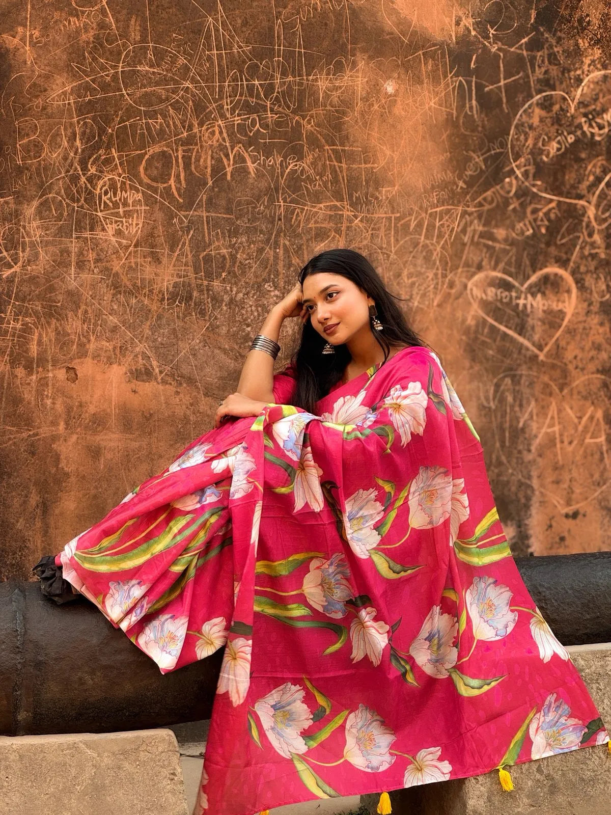 Roktima Premium Digital Print Silk Saree with Unstitched Blouse (Copy)