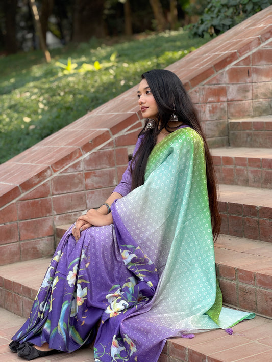 Ruposhi Premium Digital Print Silk Saree with Unstitched Blouse