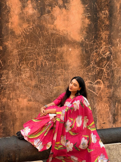 Roktima Premium Digital Print Silk Saree with Unstitched Blouse (Copy)