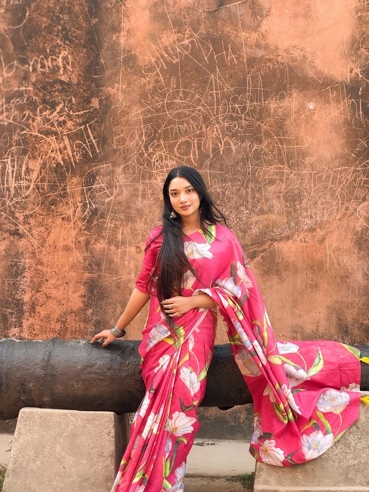 Roktima Premium Digital Print Silk Saree with Unstitched Blouse (Copy)