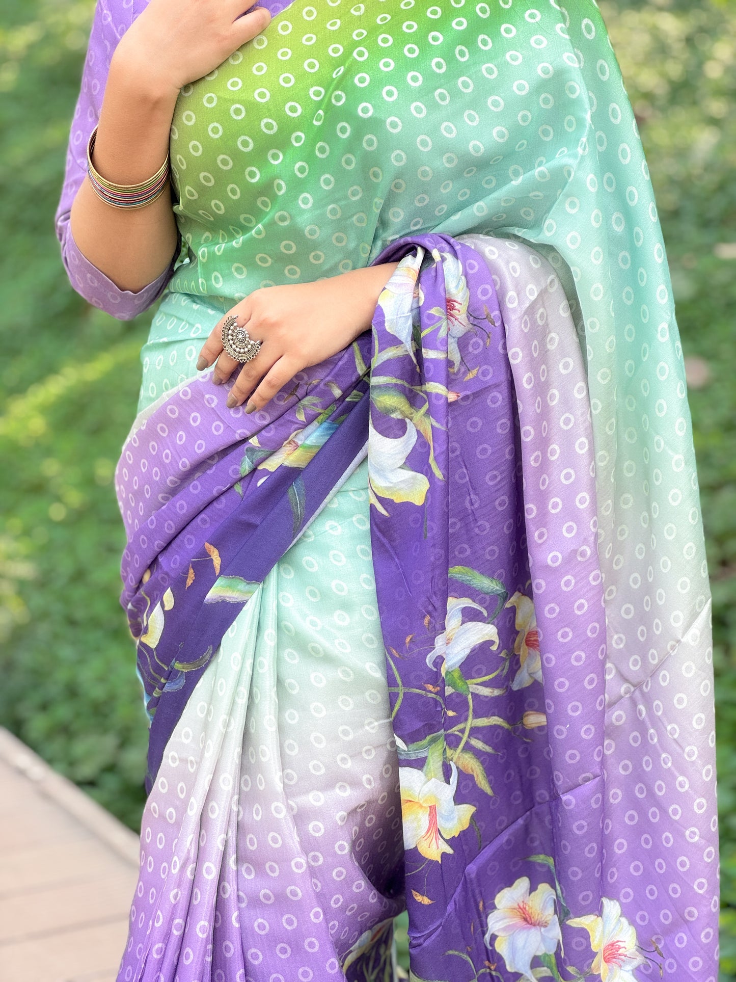 Ruposhi Premium Digital Print Silk Saree with Unstitched Blouse