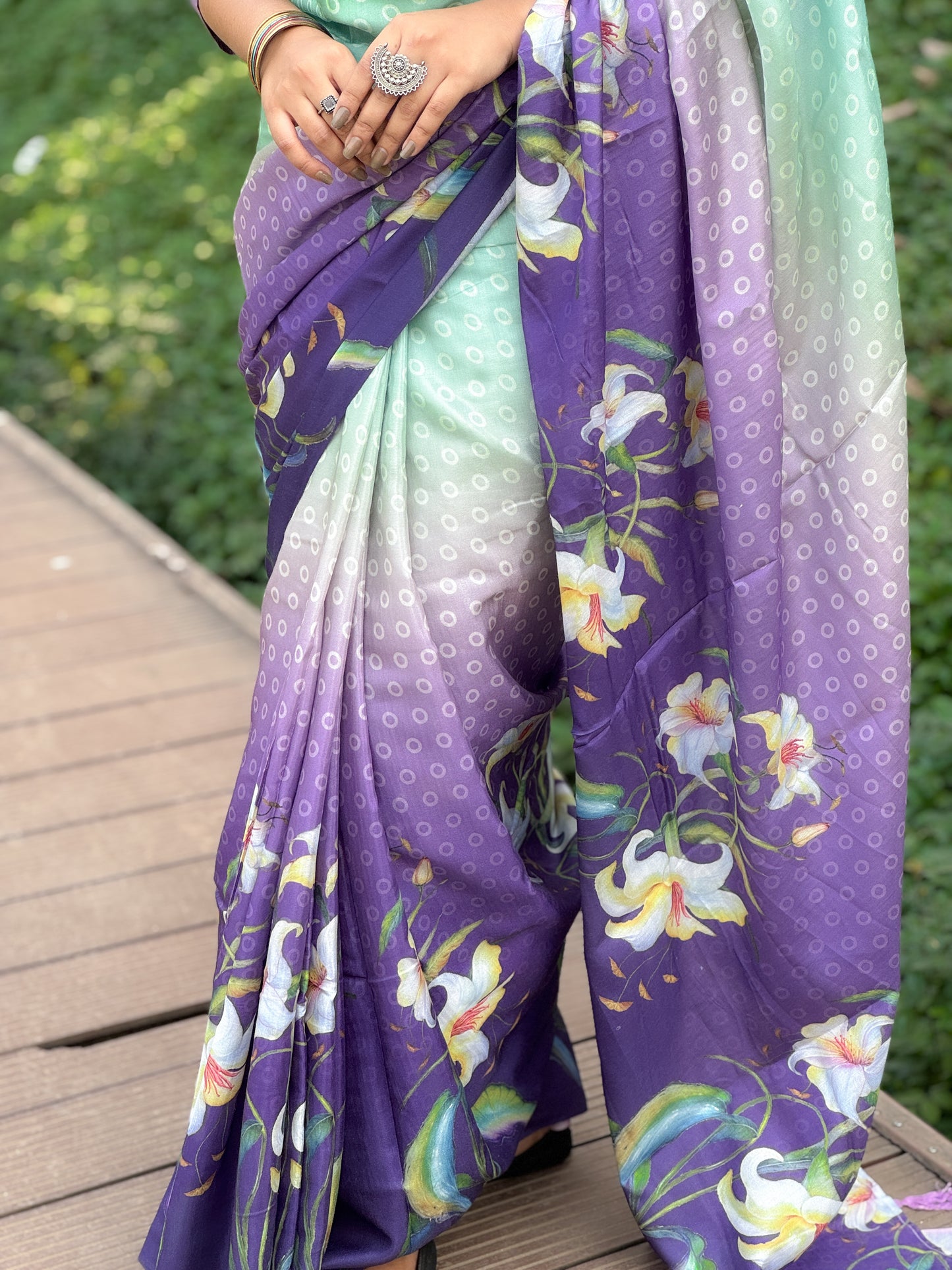 Ruposhi Premium Digital Print Silk Saree with Unstitched Blouse