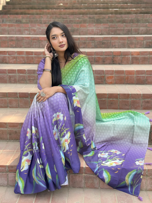 Ruposhi Premium Digital Print Silk Saree with Unstitched Blouse